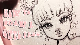 ♡ HOW TO DRAW A CUTE FACE ♡ Step by Step with Christina Lorre [upl. by Rengia]