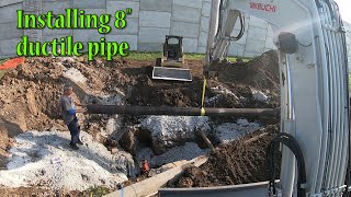 Water Main Part 2 Installing 8quot Ductile Pipe [upl. by Nylac252]