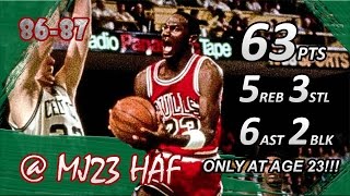 Michael Jordan Playoffs Career High Highlights 1986 ECR1 G2 vs Celtics  63pts 720p 60fps [upl. by Ellswerth]