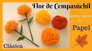 🍃🌼Clásica flor de Cempasúchil con papel crepe de su color originalcómo hacer Cempasúchil de papel [upl. by Delsman341]