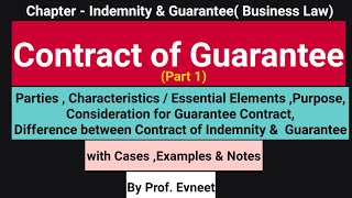 Contract of Guarantee  Difference between Contract of Indemnity and Contract of Guarantee CA Inter [upl. by Anrat]