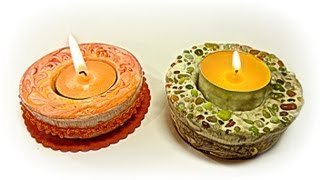 Cómo hacer porta velas de yeso Plaster candle holders [upl. by Drexler]