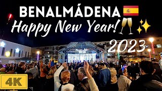 🎆New Year’s 2023 COUNTDOWN CELEBRATION🥂 in Benalmádena Costa del Sol Spain  Las 12 Campanadas 4K [upl. by Marjy]