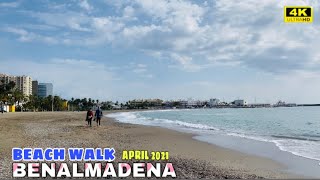 BENALMÁDENA MORNING BEACH WALK TOUR IN APRIL 2021  Malaga Costa Del Sol🌞 Spain 4K [upl. by Leffen716]