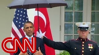 Obama asks Marines for umbrellas [upl. by Giliane]