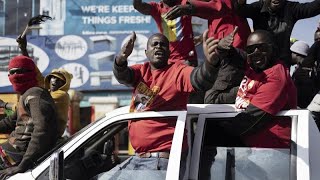 Zambia Celebrations in Lusaka as opposition leader wins presidential election [upl. by Nonohcle]