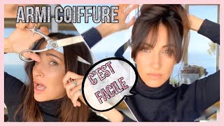 Tuto rapide frange rideau  bardot  mèches efilées à faire soi même seule  hair bangs [upl. by Ahseat]