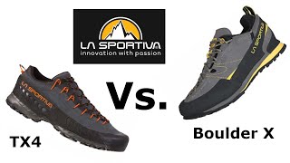 La Sportiva TX4 vs Boulder X  Unboxing and Comparison [upl. by Siravrat]