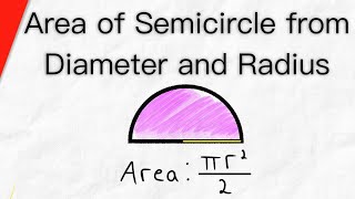 Area of a Semicircle from Diameter and Radius  Geometry [upl. by Evaleen445]