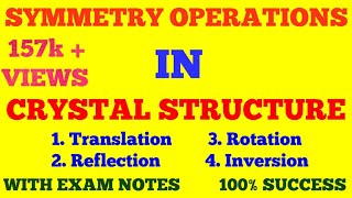 SYMMETRY OPERATIONS IN CRYSTAL STRUCTURE  SOLID STATE PHYSICS  WITH EXAM NOTES [upl. by Felton]