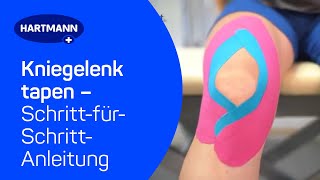 Kniegelenk tapen Anwendung DermaPlast® ACTIVE Kinesiologisches Tape [upl. by Gnuoy]