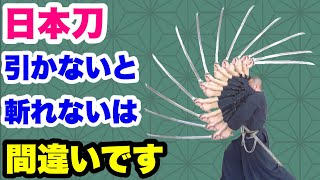 【日本刀】「引かないと斬れない」は間違いです（スロー付きで解説） [upl. by Londoner]