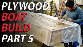 HomeMade plywood boat part 5  EPOXY AND FIBERGLASS [upl. by Inavoj]