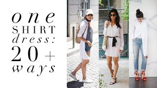 One Shirt Dress 20 Ways  How to Style Basics  Capsule Closet [upl. by Elias]