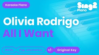 All I Want  Olivia Rodrigo  High School Musical Karaoke Piano [upl. by Ahsrat]