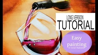 How to paint a wine glass with a bottle and water drops Long version tutorial [upl. by Manuel]