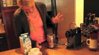 Nespresso Aeroccino Plus Frother Review Frothing Almond Milk [upl. by Nelleh]