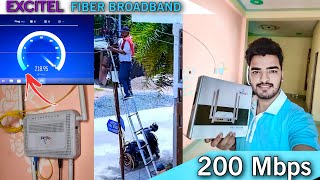 EXCITEL FIBER BROADBAND full installation process 200Mbps  Jio airtel fiber broadband connection [upl. by Assiran]