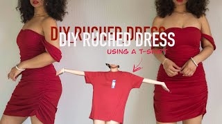 RUCHED DRESS  DIY TSHIRT TRANSFORMATION [upl. by Jermaine]