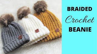 Braided Beanie Pattern Easy Crochet Ribbed Beanie [upl. by Sianna]